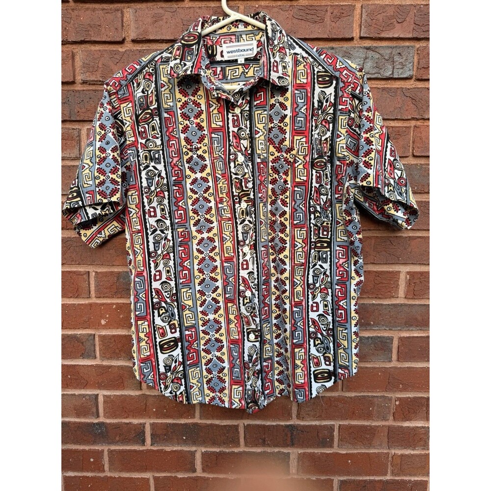 WESTBOUND Casual- FLORAL Hawaiian Aloha Mens S Shirt Button Down Tribal Island
